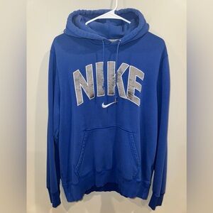 Nike Men's Royal Blue Hoodie with Silver Logo Size‎ Large
